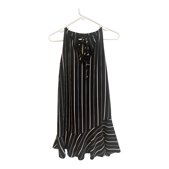 Aqua Halter Dress Black Pinstripes Size Small - Picture 3 of 5